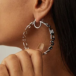 Boucles d'Oreilles Personnalisées avec Nom pour Femme, Paire de Grands Cerceaux avec Lettres, en Acier Inoxydable, Bijoux de Luxe de Styliste, Cadeau de Vacances