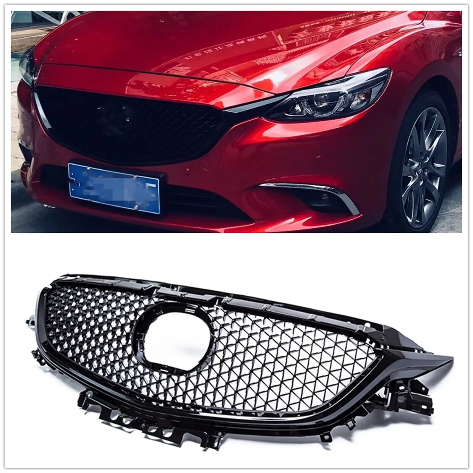 Front Upper Bumper Grill Mesh Grille for Mazda 6 Atenza 2017 2018 Air Intake Grille Front Bumper Grille Cover Car Accessories