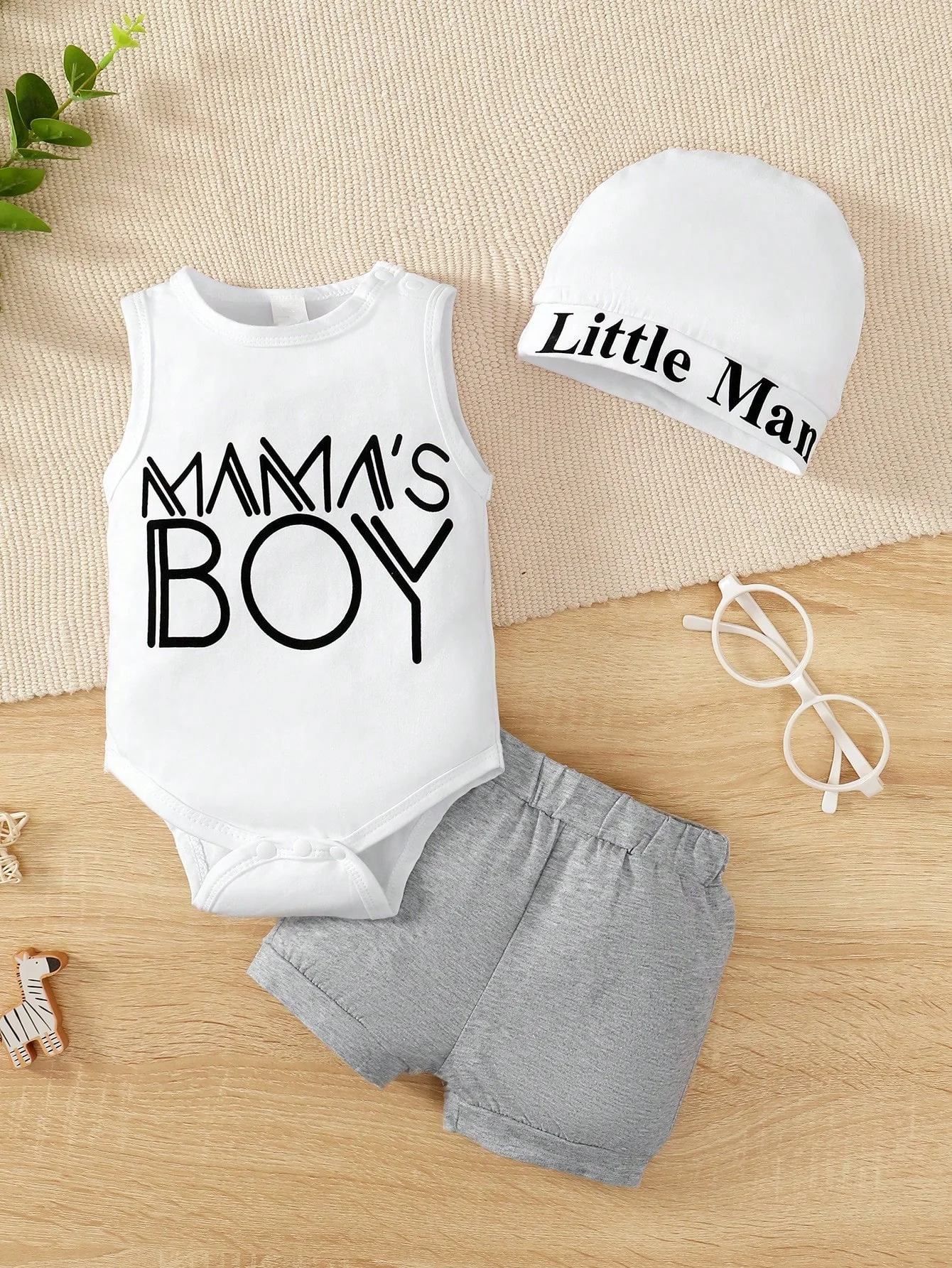Summer Baby Boy Letter Graphic Bodysuit & Shorts