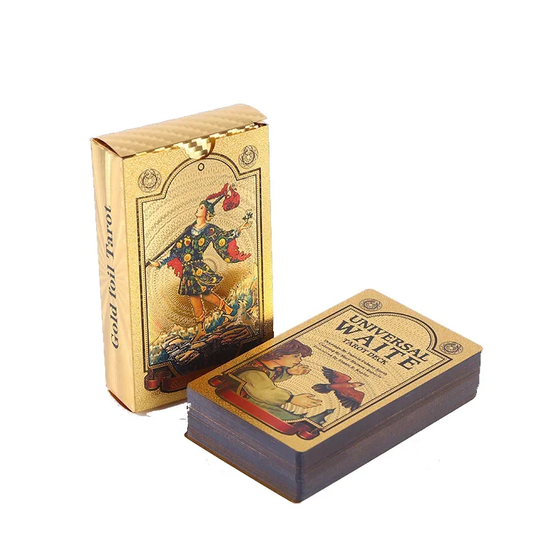 Golden Foil Plastic Tarot Cards Full English Edition Magician Tarot Deck Waterproof Board Game With English Rules