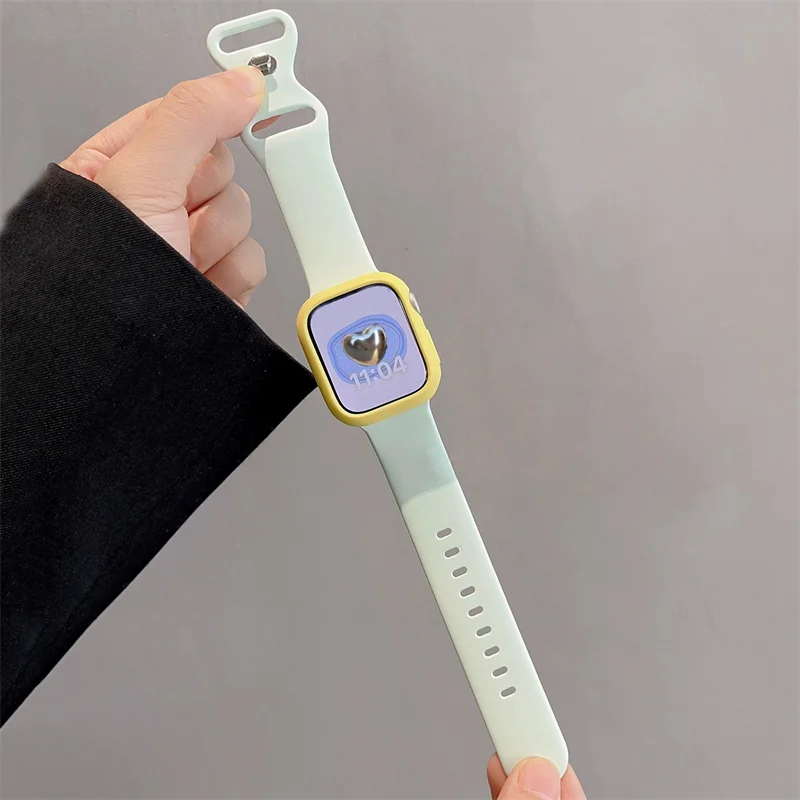 Cinturino sportivo in Silicone carino corea + custodia per cinturino Apple Watch Ultra2 49mm 45mm 44 41 42 Correa Band per Iwatch Series 9 8 SE 7 6