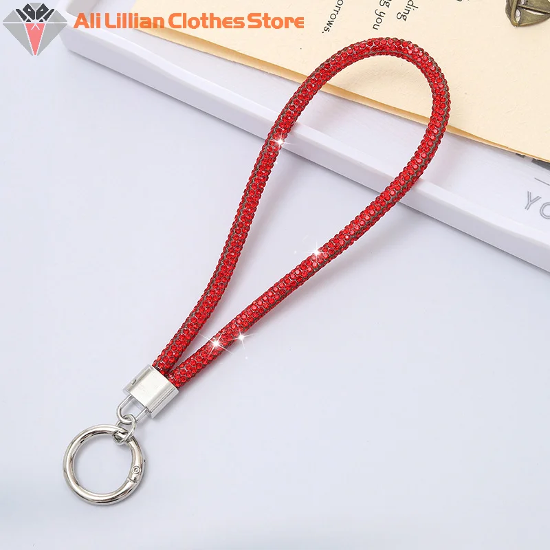 Hot.17cm Luxury Mobile Phone Crystal Wrist Straps Glitter Rhinestone Phone Lanyard Keychain Hanging Anti-lost Anti Theft Rope