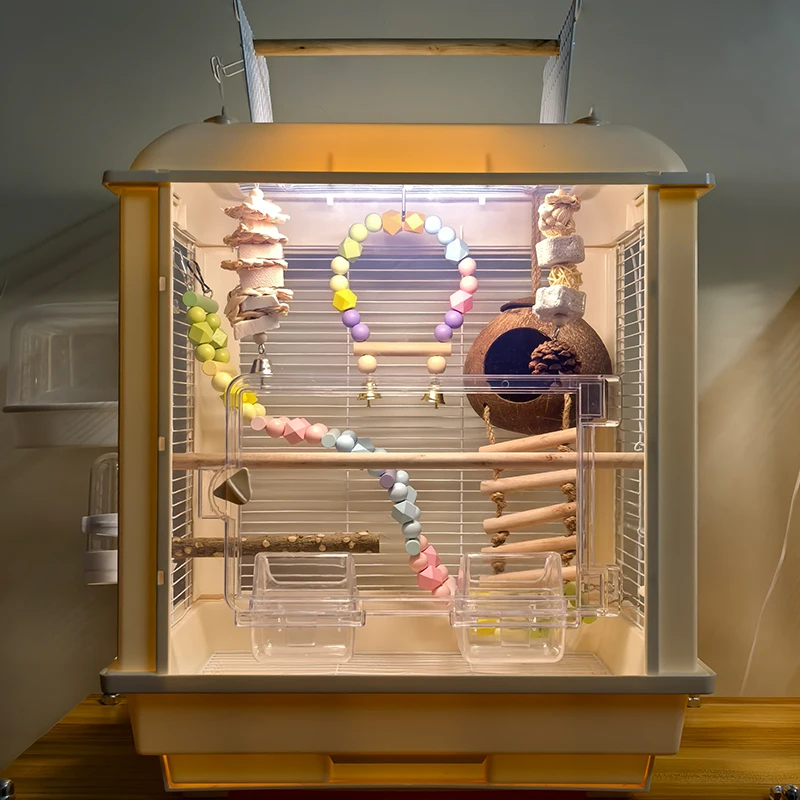 

Большая акриловая клетка для птиц-натуральная клетка для обитания попугая корелла, волнистые волнистые растения, прозрачная роскошная вилла, клетка для птиц с кормушкой