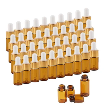 20/30/50/100pcs Mini dropper bottle 1ml 2ml 3ml 5ml essential oil aromatherapy bottles with gold cap reagent pipette bottles