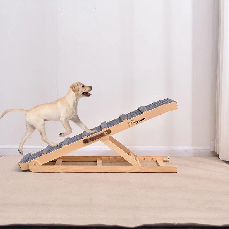 

Pet ramp ladder adjustable height indoor pet wooden dog anti-slip slope ladder