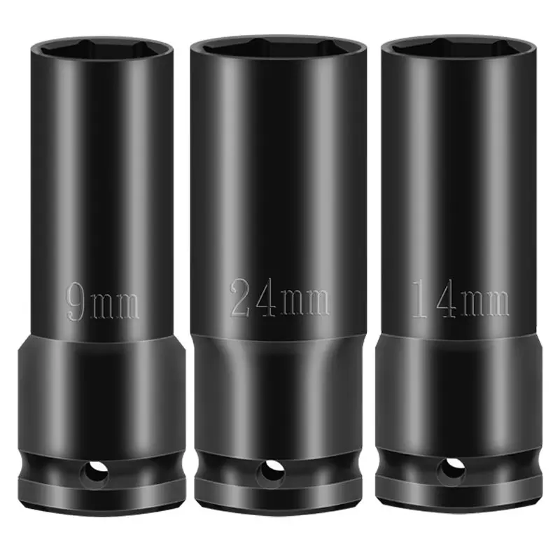 1/2 Inch Impact Socket Set 8-32mm Sleeve Hexagonal Pneumatic Long Heavy Tire Sleeve Head for Lithium Electric Wrench Hand Tools