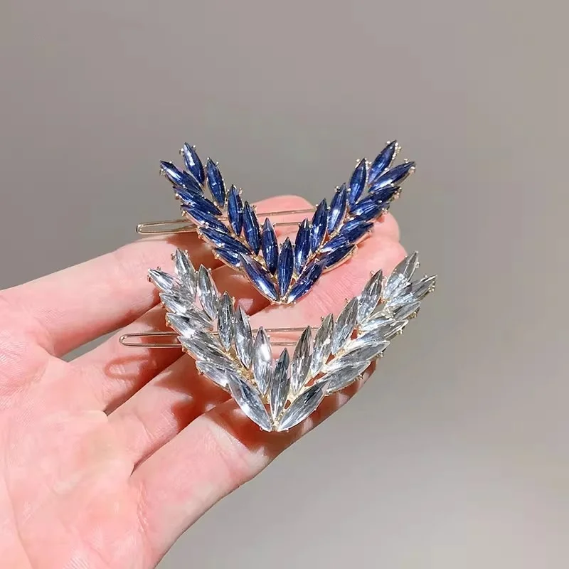 High-End Rhinestone Hair Clip, Korean and Japanese Style, V-Shaped Hairpin for Updos at the Back of the Head, Bangs Side Clip, Fr
