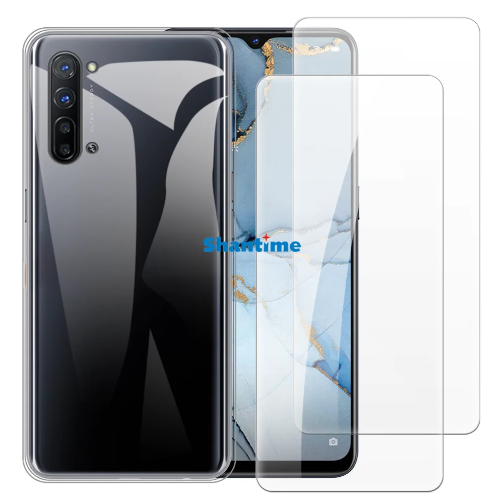 Soft Case + 2 Pack Tempered Glass Screen Protectors for OPPO Reno 3, 3 5G, 3 Youth, Find X2 Lite, K7 Full-Body Protection