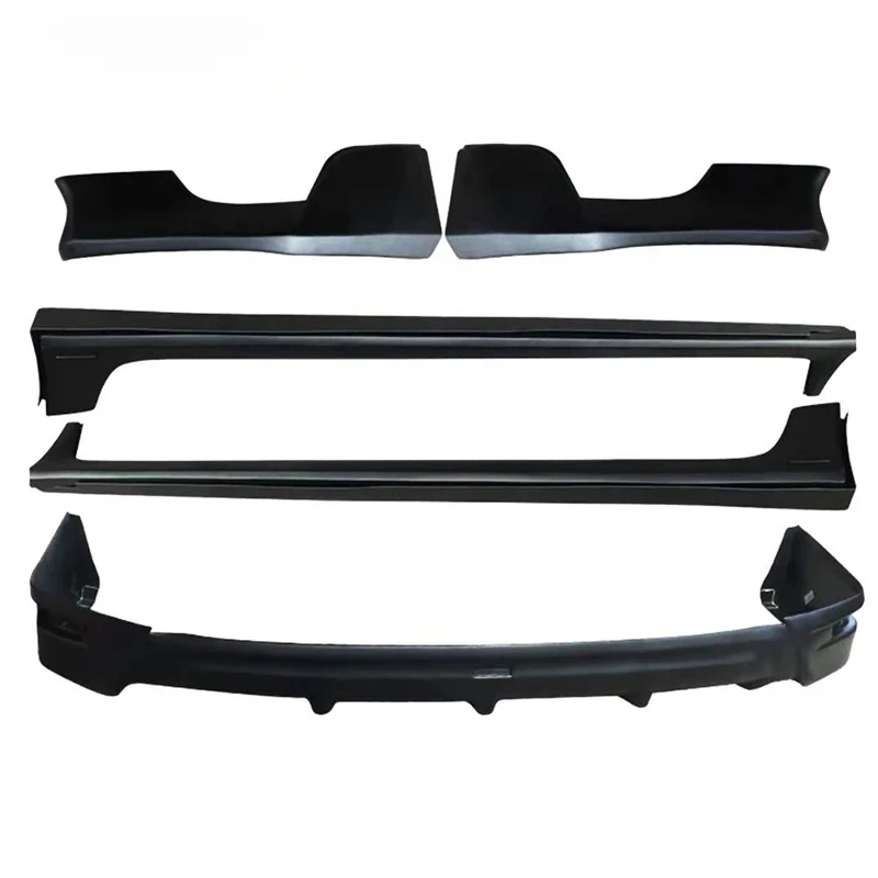 Premium Grade Exterior Restyling Tuning Kit, Complete With Front Spoiler Lip And Side Skirt Components, Sedan Exterior Retrofitt