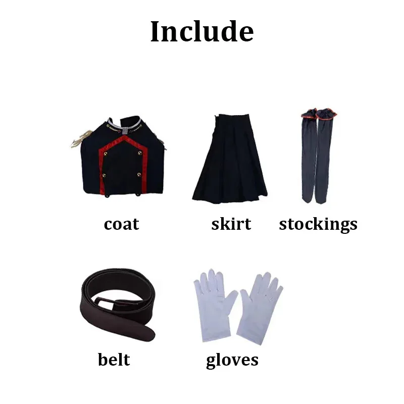 Disfraz de Kyoka Uzen Mato Seihei sin esclavo, uniforme de combate negro, falda, conjunto completo, traje de juego de rol Sexy para fiesta para mujer