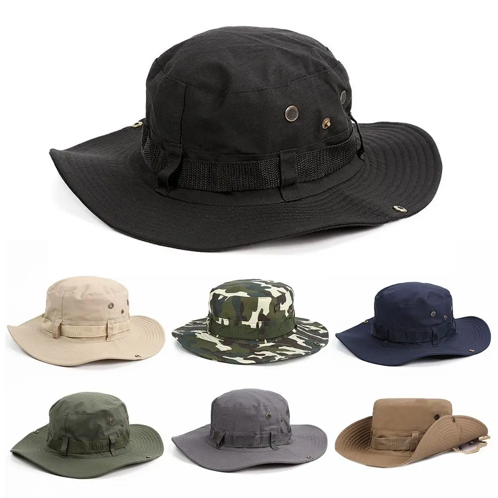 Men & Women Sun Hat Wide Brim Breathable Fishing Cap Men's Bucket Hats Hiking Jungle Hat Summer Outdoor Camo Caps