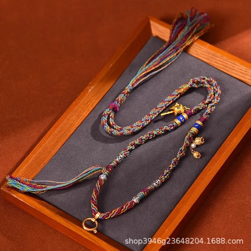

Hand Woven Kneaded Cotton Tangka Buddha Brand Hanging Pendant Jade Necklace Rope Universal Buckle Lucky Jewelry