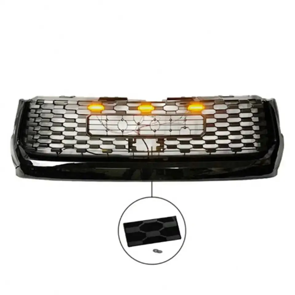 New Style Front Grille Led Light of Black Front Grille fits for Toyota Tundra 2014-2021 Radiator Mesh