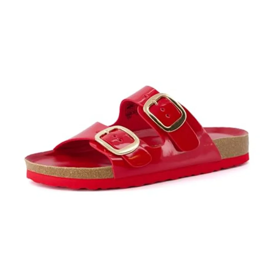 

Lang Slip On Cork Footbed Womens Sandals Comfortable Slides with Adjustable Buckle Flat Sandals for Women