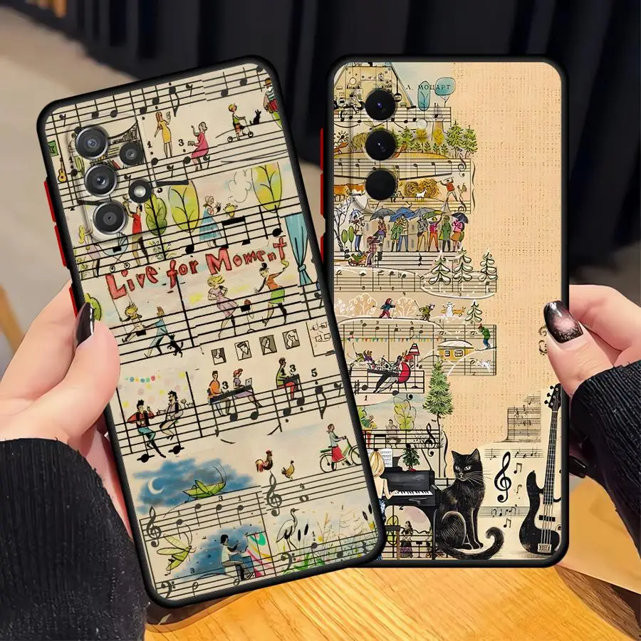 Music Pattern Case for Samsung Galaxy A16 A15 A34 A36 A73 A33 A35 A53 A17 A52 A54 A56 A55 A52S A72 A14 A23 Phone Cover