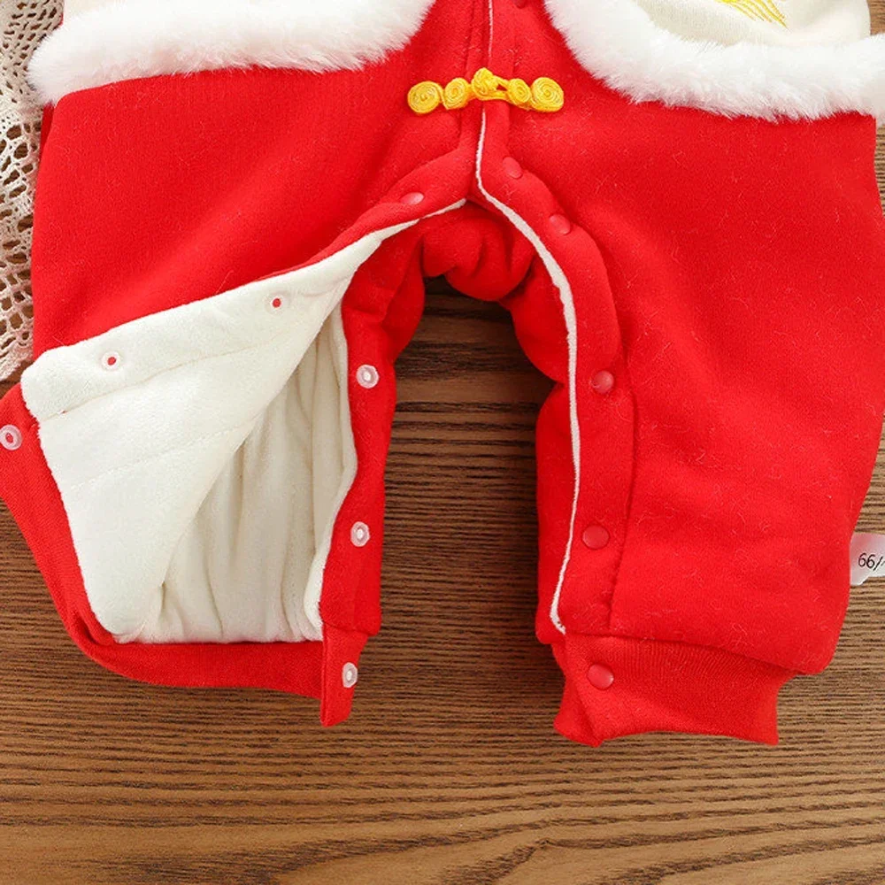 Combinaison de Style chinois pour enfants، زي Tang Hanfu rouge، Tenue traditionnelle chinoise du novel an، barboteuse Dra