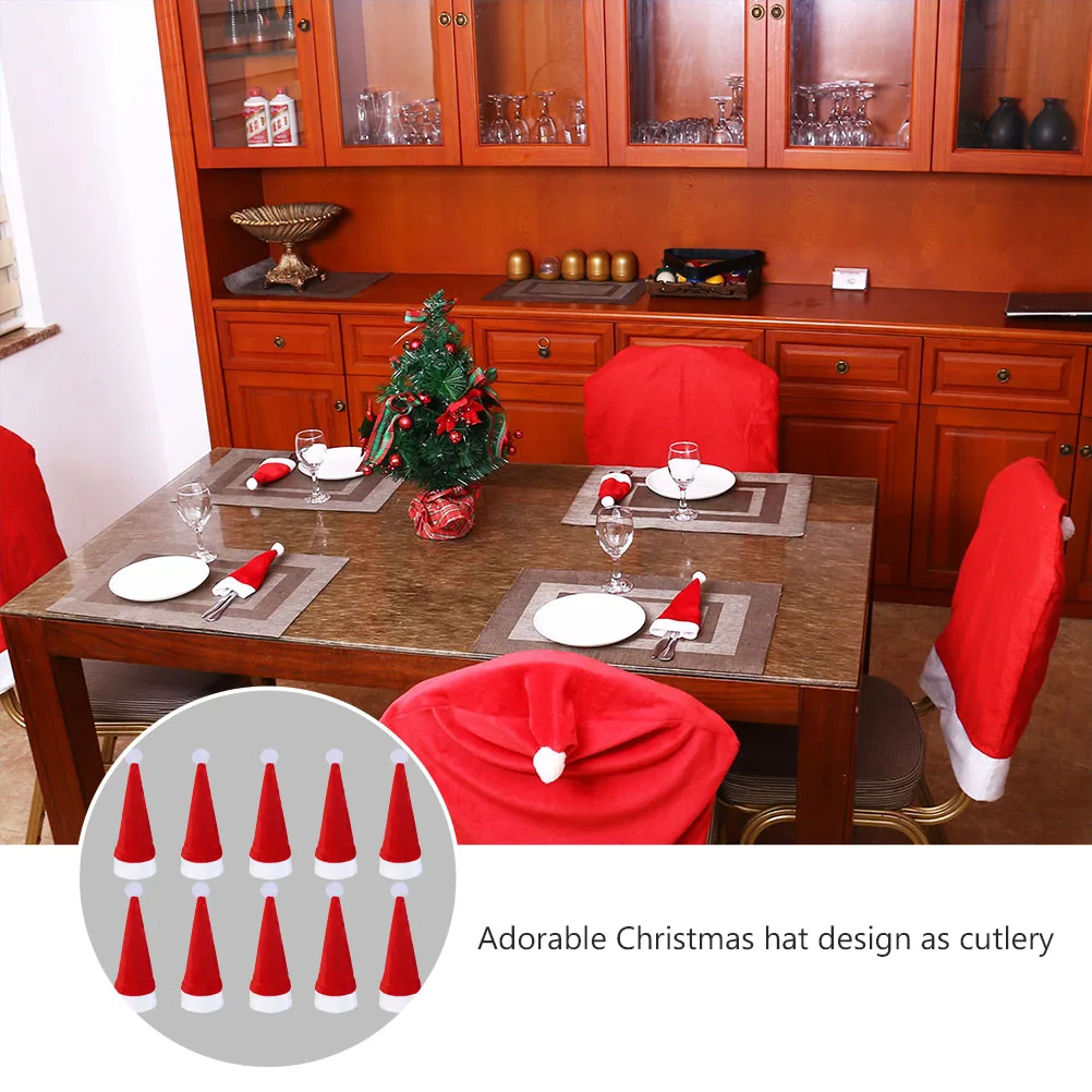 

Christmas Hat Knife and Fork Cover Tableware Pouches Silverware Bags Cutlery Holders Decoration