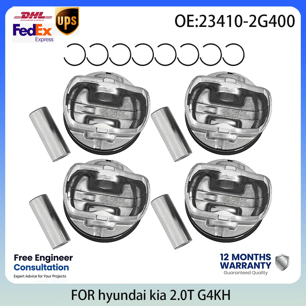 

Engine Piston & Ring Set 2.0L Turbo G4KH For Hyundai i40 i30 Sonata Santa Fe Kia Optima Sportage Sorento 2010-2019 23410-2G400