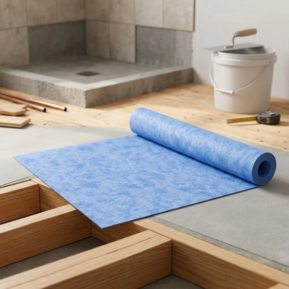 Waterproof Membrane for Tile Installation in High Humidity Zones Including For Showers Bathrooms Kitchens and Indoor Saunas