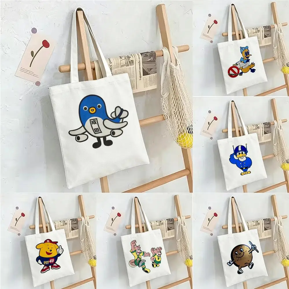 Cute Vintage Mascot Storage Bags  Shopper Bags Handbags Canvas Shoulder Bags Woman Shopping Bags High Capacity