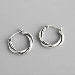 XIYANIKE Silver Color Twist-shape Thick Line Hoop Earrings Women Fashion Retro Circle Party Oorbellen Dropshipping Couple