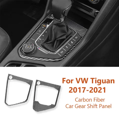 폭스바겐 VW 티구안 2017-2021 탄소 섬유 자동차 중앙 기어 변속 패널 프레임 장식 스티커, 자동차 인테리어 액세서리