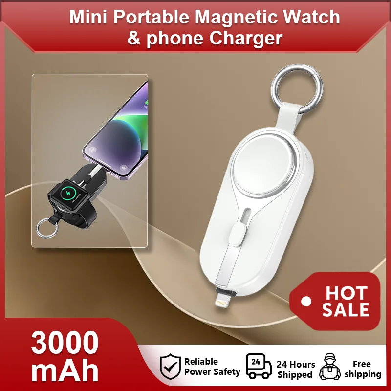 3000mAh Mini Portable Keychain Power Bank Ultra-Compact Fast Charging Emergency Charger for Smart watch and phone