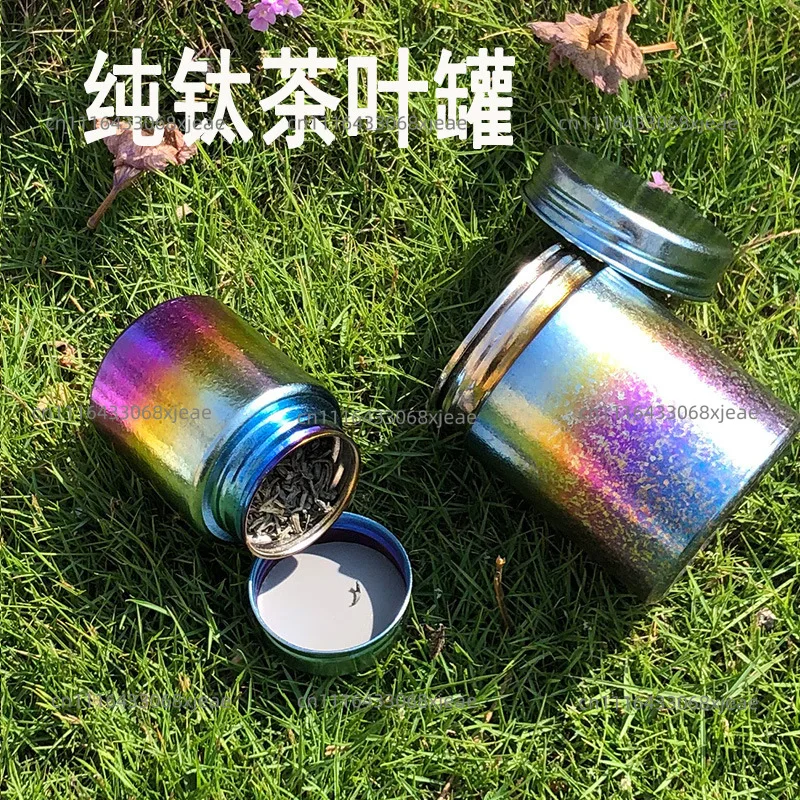 One piece of delivery, pure titanium tea can, ice flower tea can, then carry  set, titanium  set