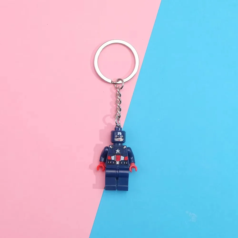 Marvel Superhero Figure Doll Building Blocks Keychain SpiderMan Betman Buzz Lightyear Cartoon Character Car Ornament Keyring New