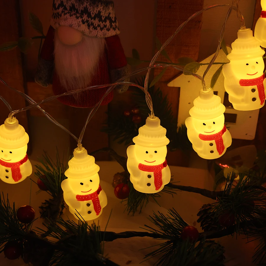 Decoración navideña LED, muñeco de nieve navideño, ambiente festivo, decoración de árbol de Navidad, cadena de luces coloridas