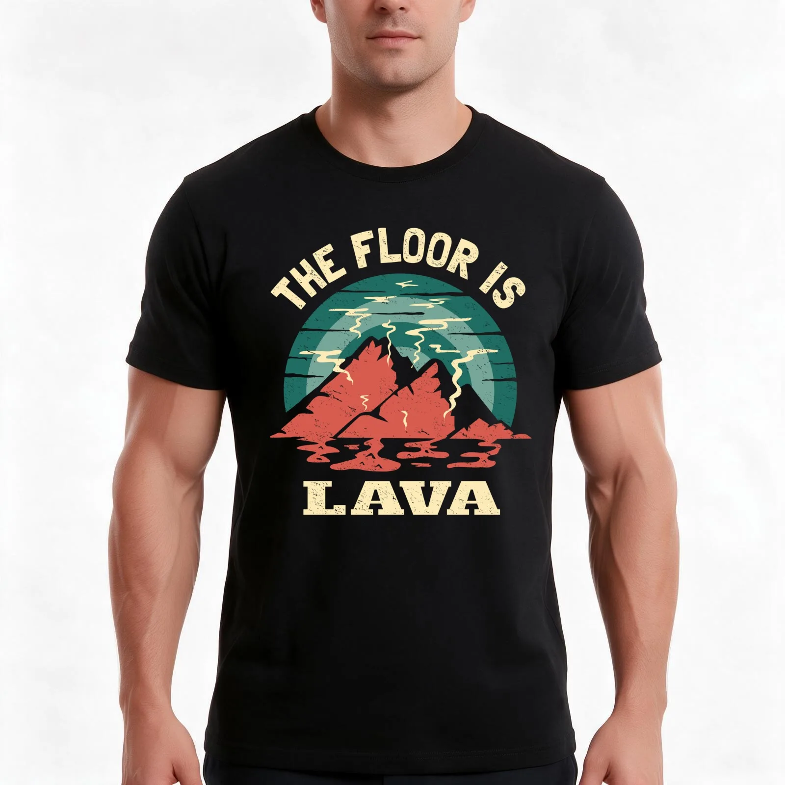 The Floor Is Lava Game Volcano - Funny Floor Game T-Shirt, Summer Casual Cotton Tee, Oversized Streetwear Tops, Unisex Men Women