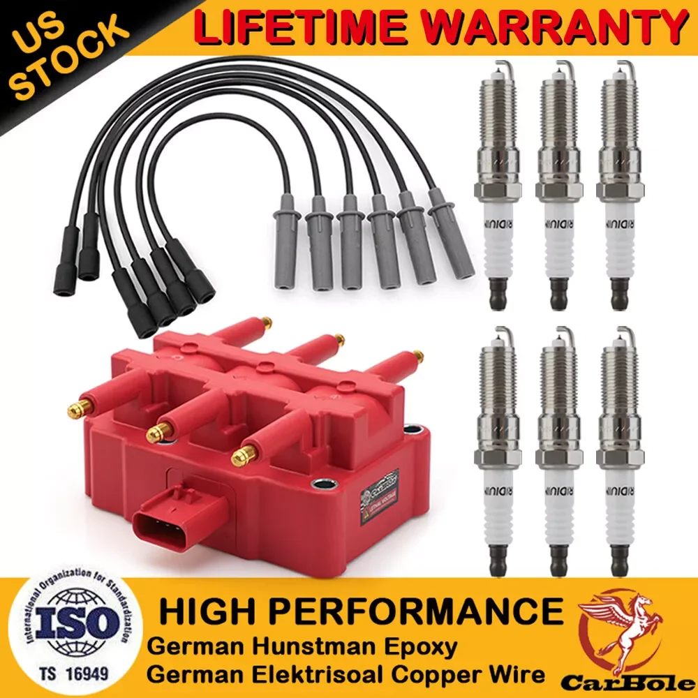 Carbole 6X Spark Plugs + Wire Set & Coil Pack For Town & Country Grand Caravan 3.3L 3.8L