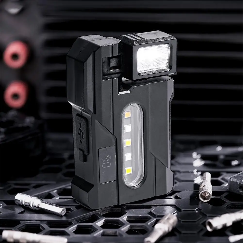 Multifunctional Ajustable Angle LED Flashlight Outdoors Mini Work Light Portable Magnet USB Rechargeable Camping Light