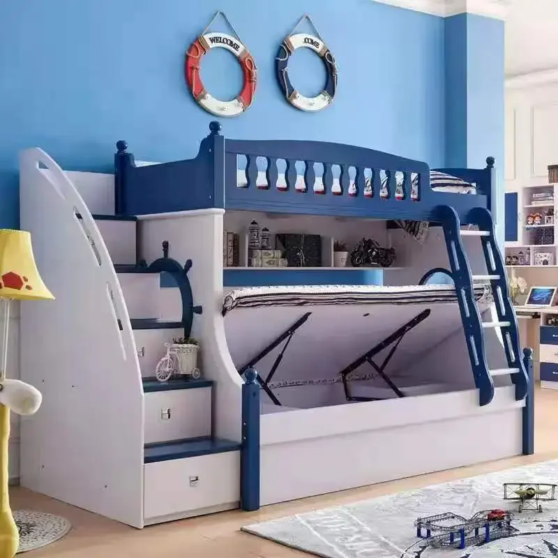 Korean High and Low Bed Child Bed multifunctional children's bunk bed