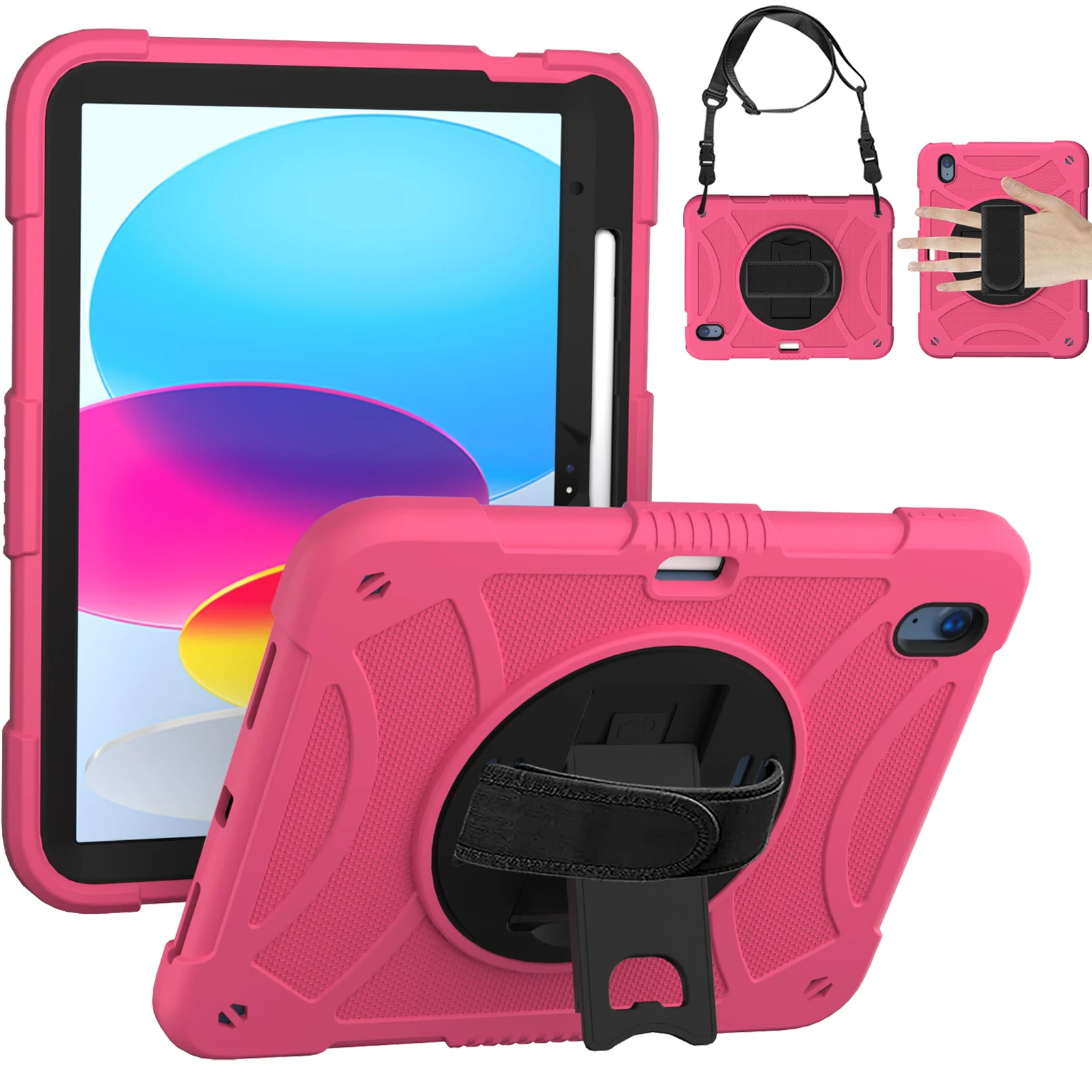 

Чехол-подставка с вращением на 360° для iPad A16 2025, 11-го поколения (10.9 дюймов), 10-го поколения (2022), 10.2 (2019, 2020, 2021), 7-го, 8-го, 9-го поколений. Прочный чехол 2-в-1.