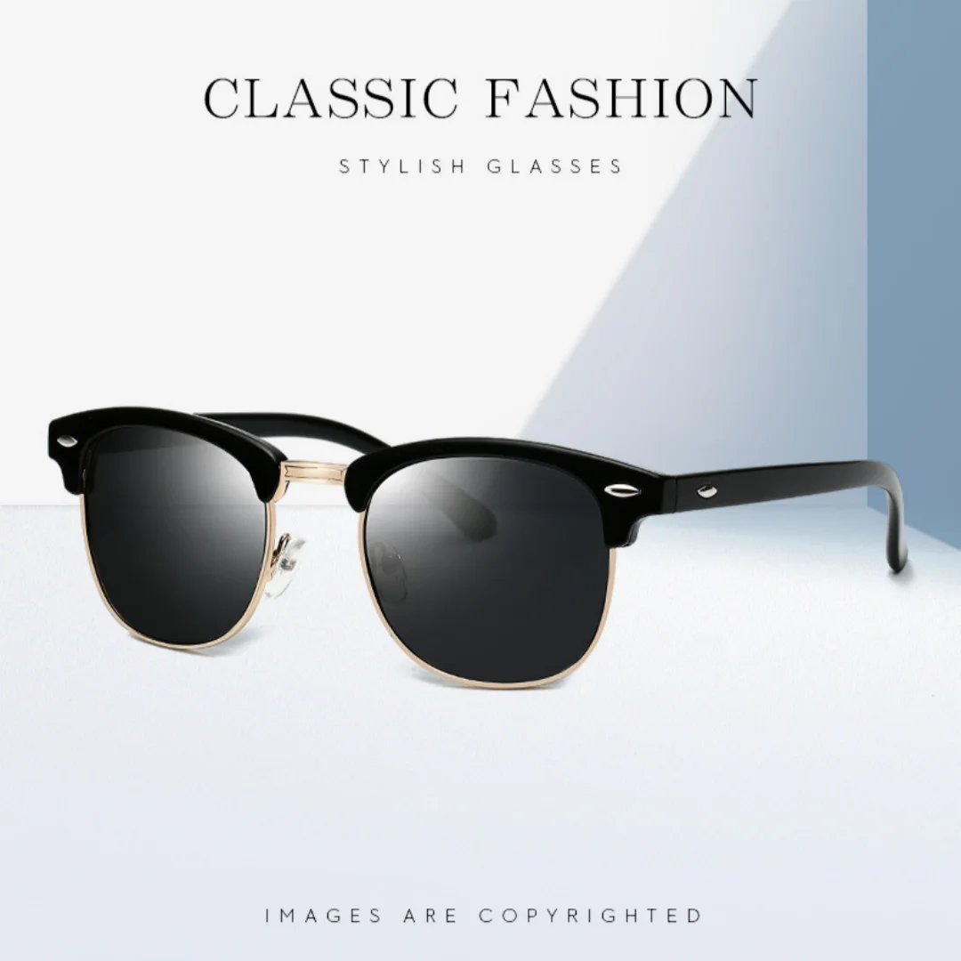 

Trendy Polarized Sunglasses Men Women Designer Retro Half Frame UV400 Protection Vintage Driving Holiday Luxury Brand Glasses