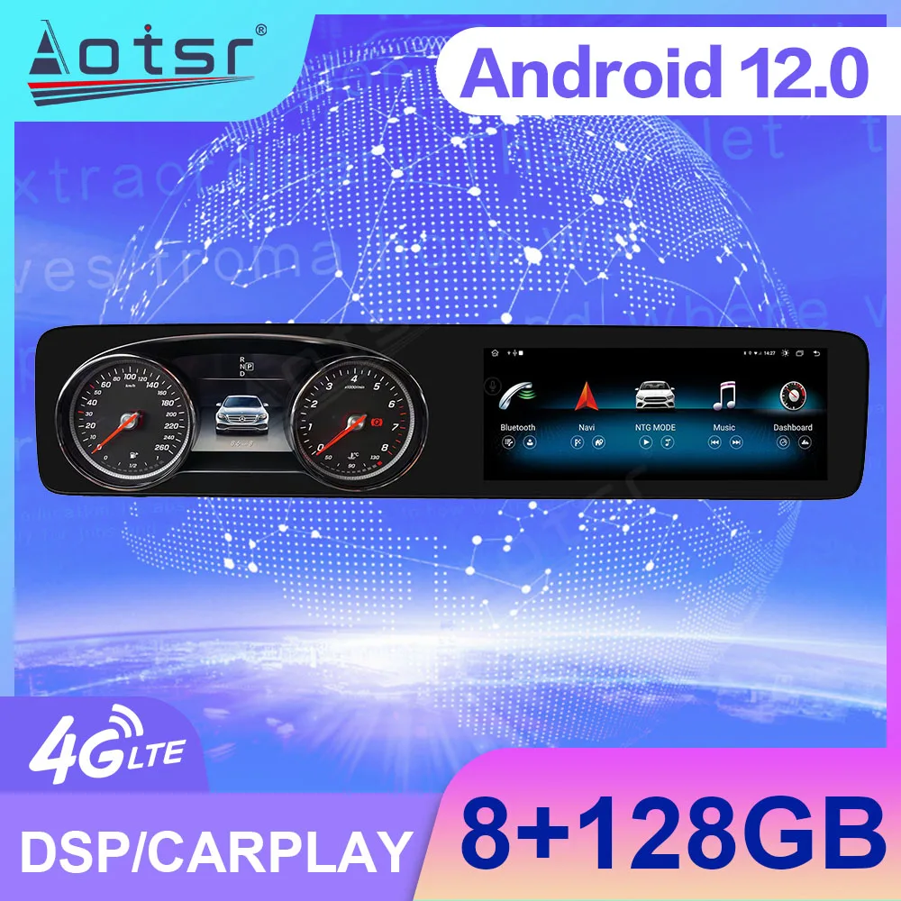 Carplay For Mercedes Benz E-Class W213 2017 2018 2019 GPS Navi 12.3 Inch Car Radio Carplay Multimedia Head Unit Dual Screen Auto