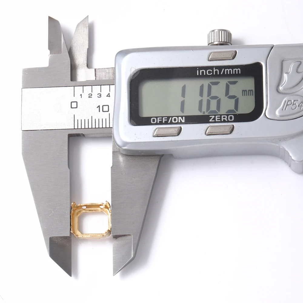 10x12 مللي متر الإطار المثمن لأحجار الراين الخياطة الذهبية على أحجار الراين قاعدة إبرة أجزاء العمل الجوف خارج رشاقته النحاس قاعدة مخالب #6