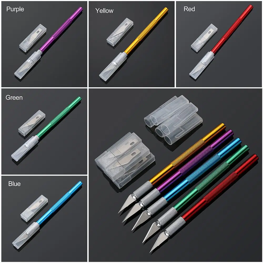 Multi-color Sculpture Craft Pastry Tools Non-slip Knife Engraving Cutter with 6pcs Blade Metal Scalpel