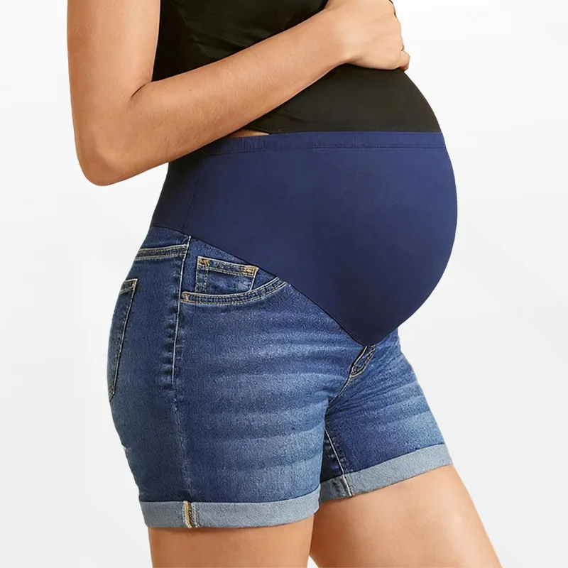 

Pregnant Women Casual Denim Shorts Maternity Belly Support Ripped Denim Short Pants Jeans Spring Summer Pregnancy Clothing