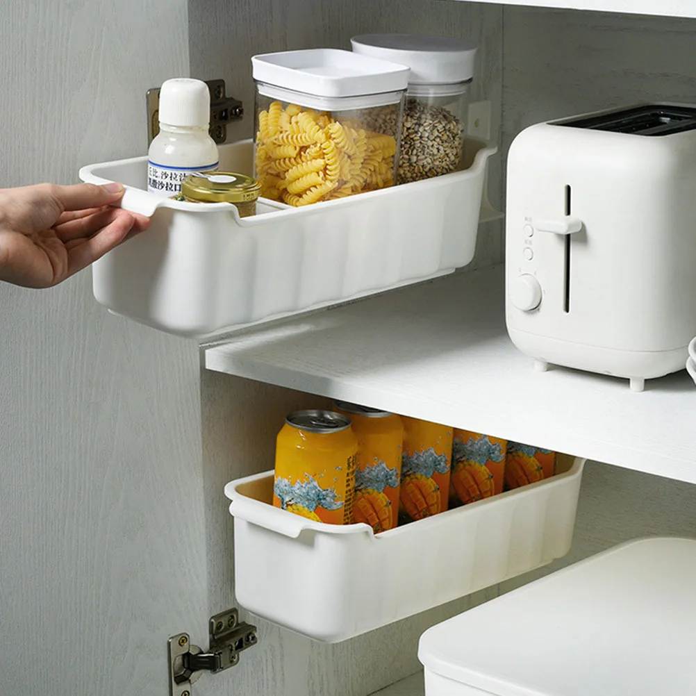 

1Pcs Kitchen Storage Basket Cabinet Drawer Pull Basket No Perforation Smooth Guide Rail Storage Holder for Cabinet Wardrobe