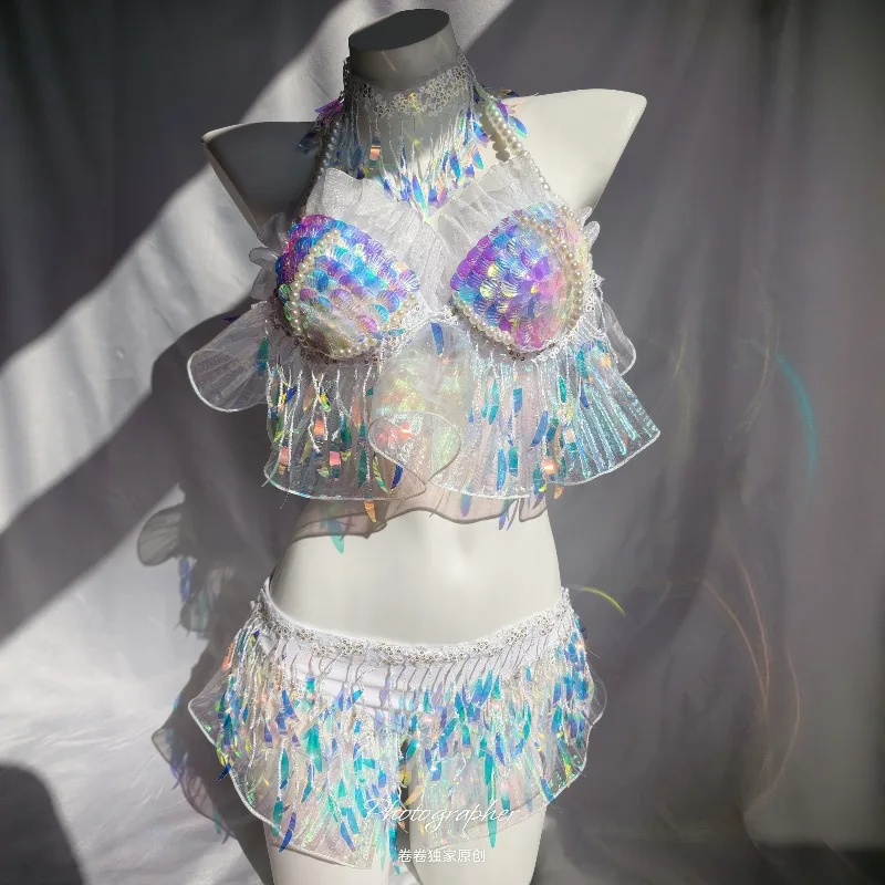 Customized Mermaid Swimsuit Electronic Syllable Costume Tutu Luxury Ds Performance Costume Bouncing DJ Bar Model Walking Show
