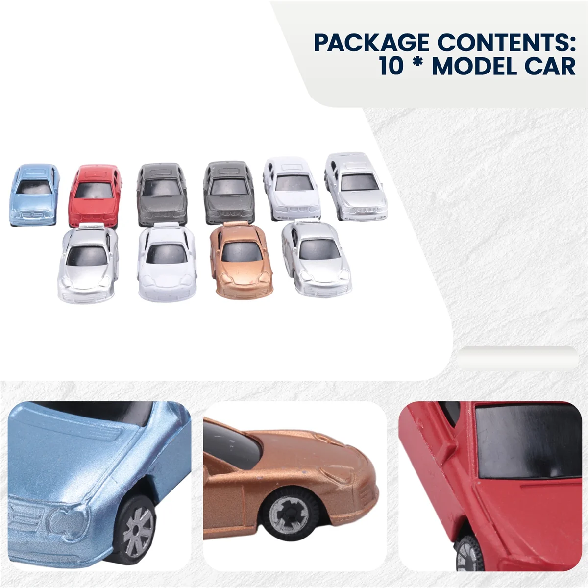 

GZMO 10 Pack 1/87 Mini Model Car Painted Car Models Building Train Scenery Building Train Layout Set Model