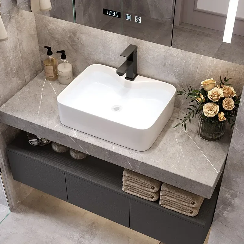 Premium Luxury Smart Mirror Cabinet Bathroom Vanity Toilet Bathroom Furniture Sink Cabinets Ceramic Vessel Sink