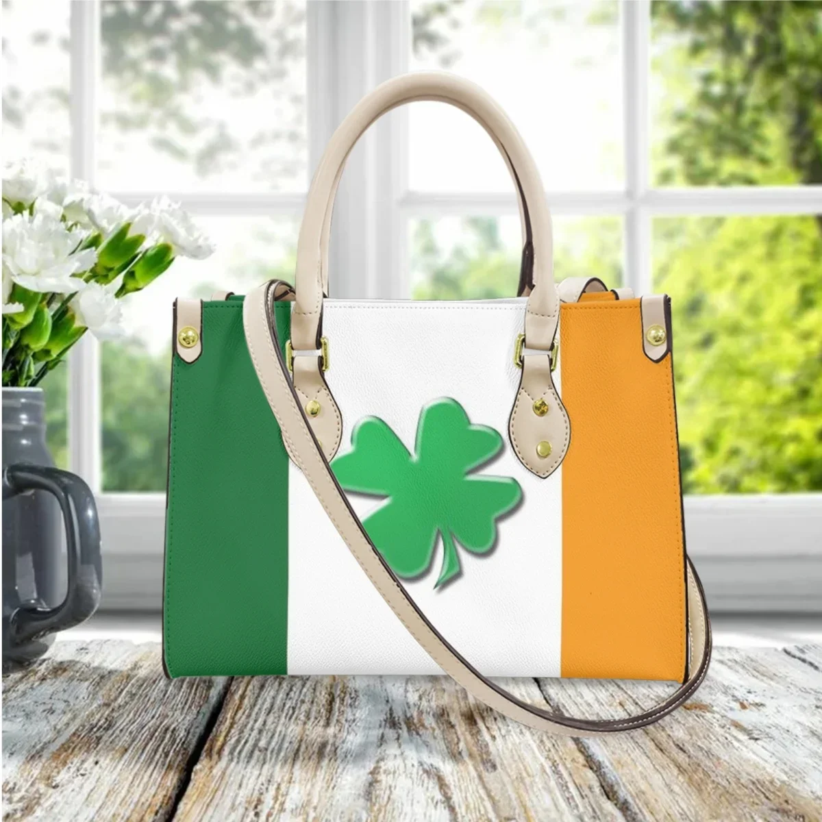 Lucky Shamrock Crossbody Bolsa de Mão para Meninas Adolescentes, Ladies PU Leather Tote, Bolsas de Ombro Femininas, Corpo Cruz, Cortiça, 2223