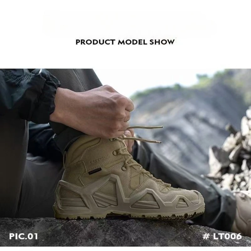 Genuine Traveler Rock 2th Waterproof Outdoor Hiking Shoes, Off-Road Tactical Boots High Top Non-slip and Wear-resistant