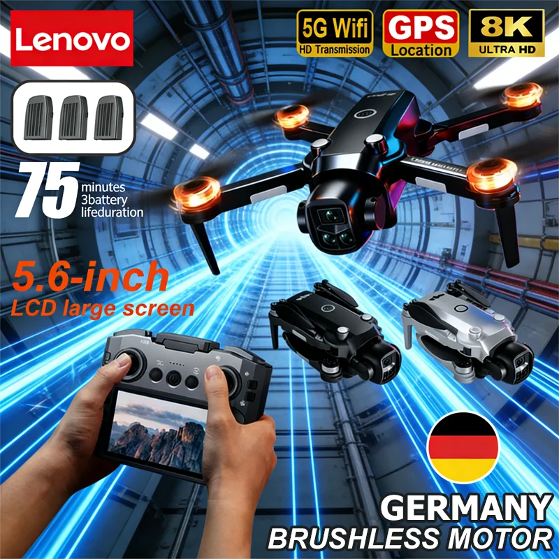 

Дрон Lenovo V156 MAX 8K с двойной HD-камерой, интеллектуальным обходом препятствий, бесщеточным двигателем, экраном управления и GPS