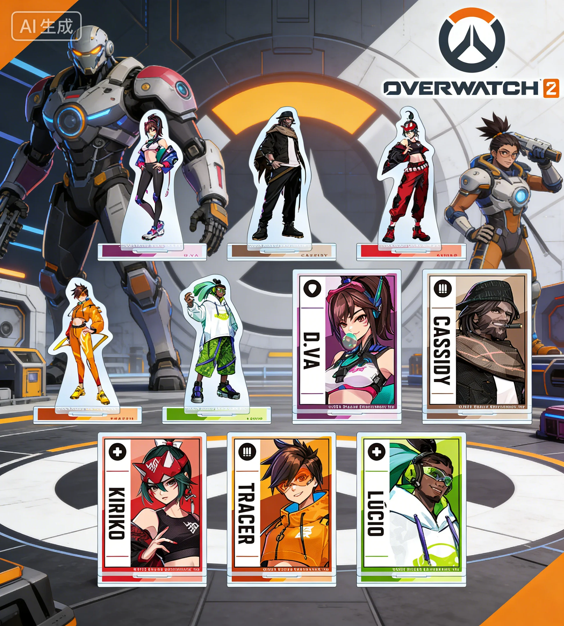 

Anime Gift Store Store Overwatch Game Key chain Acrylic Stand Collectible Merchandise Desktop Decoration Fan Gift 15cm