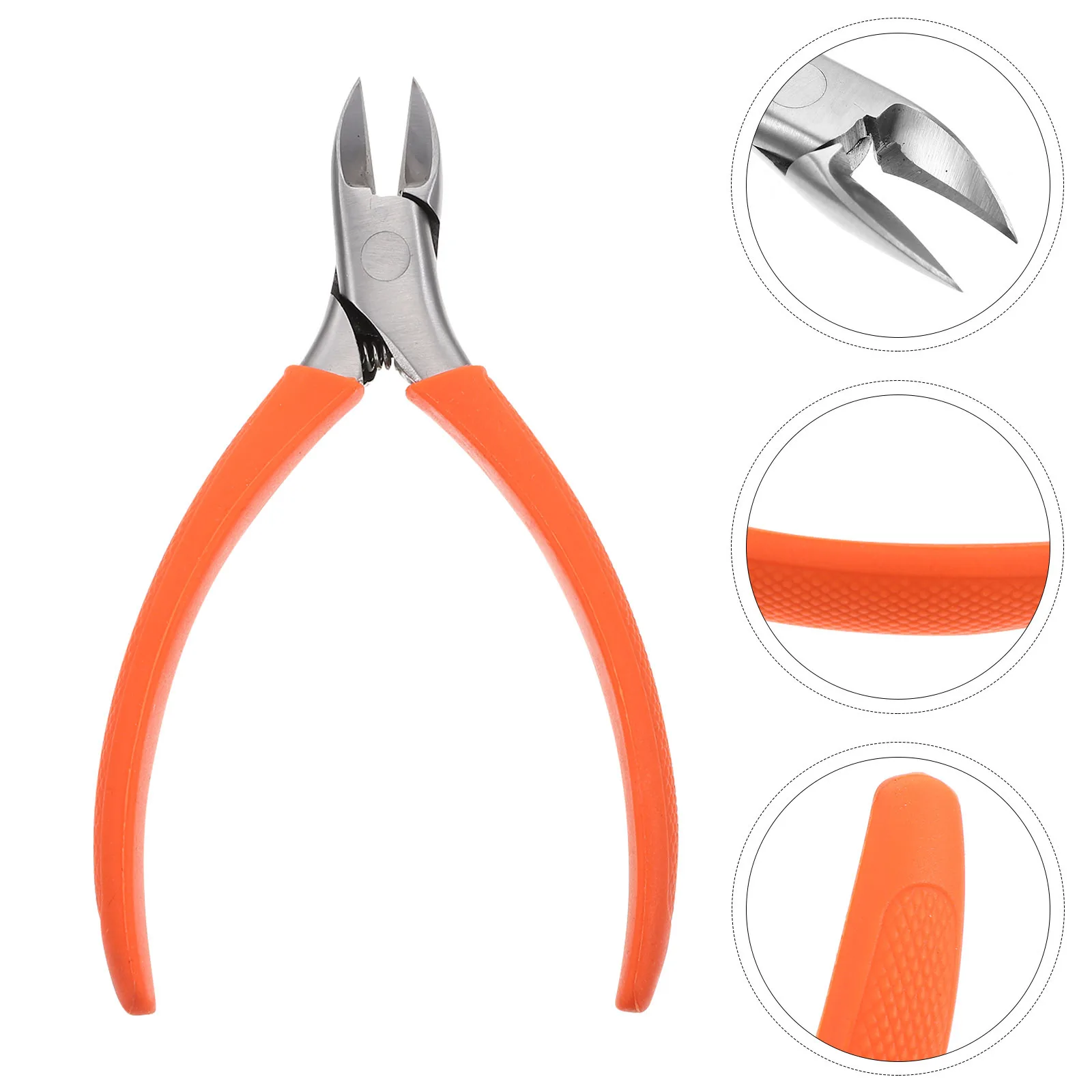 

Stainless Steel Dead Skin Nail Clipper Orange Non-Slip Silicone Handle for Nail Groove Trimmer Cuticle Nipper Manicure Pedicure