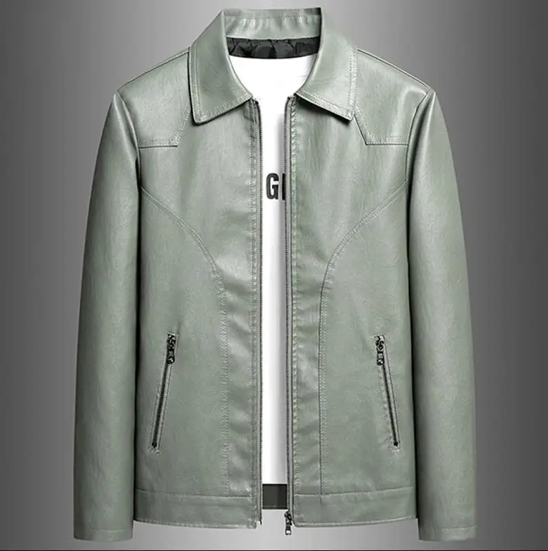 Men Leather Jackets PU Synthetic Leather Coats Suits Three-Button Autumn Casual Jackets Mens Big Size Outwear